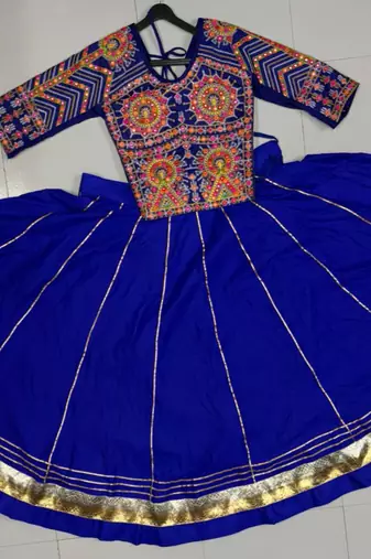 royal blue rayon plain lehenga choli