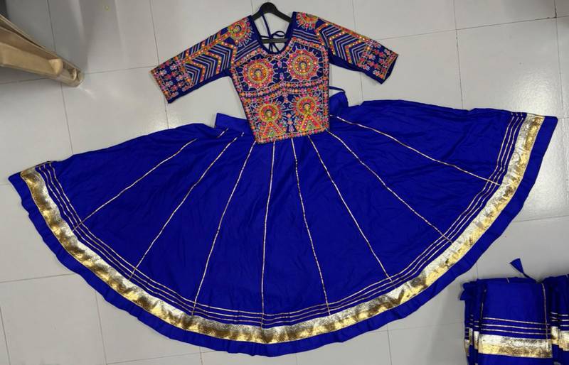 royal blue rayon plain lehenga choli