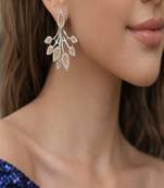 Orange Citrine Diamond Fan Studs | Silver Sunburst Ear 