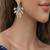 Orange Citrine Diamond Fan Studs | Silver Sunburst Ear 
