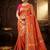 Orange Color Kasmiri Motif Jungal Flowers Jaal Weaving With Naylon Viscose Kasmiri Pasmina Silk Saree