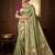 Light Parrot Green Color Kasmiri Motif Jungal Flowers Jaal Weaving With Naylon Viscose Kasmiri Pasmina Silk Saree