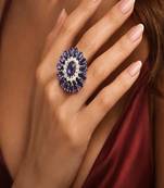 Vintage Amethyst Flower Cluster Ring, Sterling Silver Art Deco Statement Ring