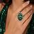 Elegant Emerald Green Flower Ring - Sparkling Cubic Zirconia Floral Statement Jewelry