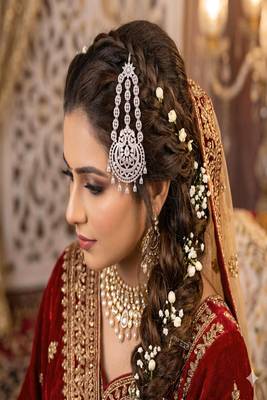 Silver Cubic Zirconia Jhumar Passa: Pakistani Style Bridal Tikka 1