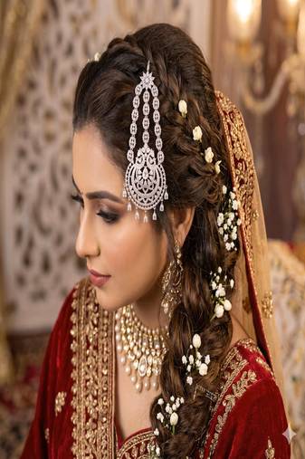 Silver Cubic Zirconia Jhumar Passa: Pakistani Style Bridal Tikka