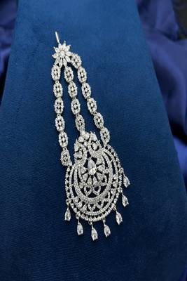Silver Cubic Zirconia Jhumar Passa: Pakistani Style Bridal Tikka 2
