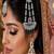 Elegant Silver-Plated Cubic Zirconia Jhumar Passa | Bridal Hair Accessory with Blue Accents