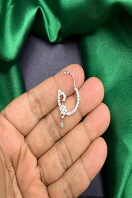 Crystal Teardrop Nath | Silver Indian Bridal Nose Ring 1
