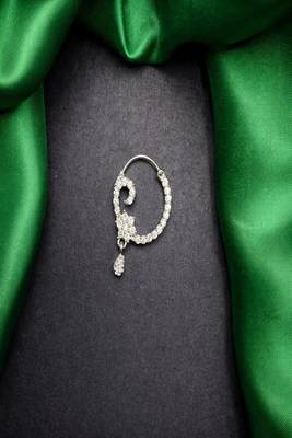 Crystal Teardrop Nath | Silver Indian Bridal Nose Ring 2