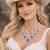 Purple Crystal Bridal Necklace Earrings Set, Silver Rhinestone Statement Jewelry