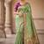Parrot Green Color Jaqurad Weaving All Over Body Jaal With Border Naylon Dola Pashmina Silk Saree