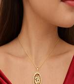 Gold Plated Om Sunburst Pendant Necklace & Stud Earrings 