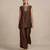 Brown embroidered raw silk co ord set
