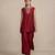 Maroon embroidered raw silk co ord set