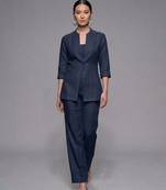 Dark blue dupion silk co ord set