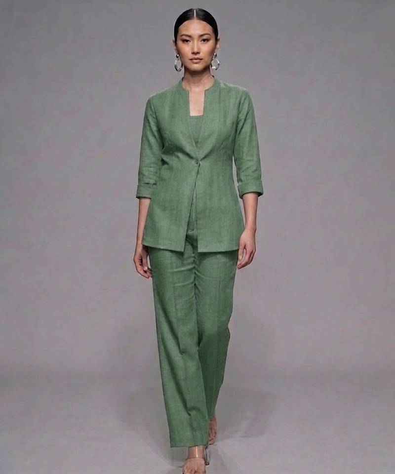 Sage green dupion silk co ord set