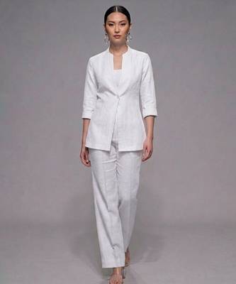 White dupion silk co ord set 1