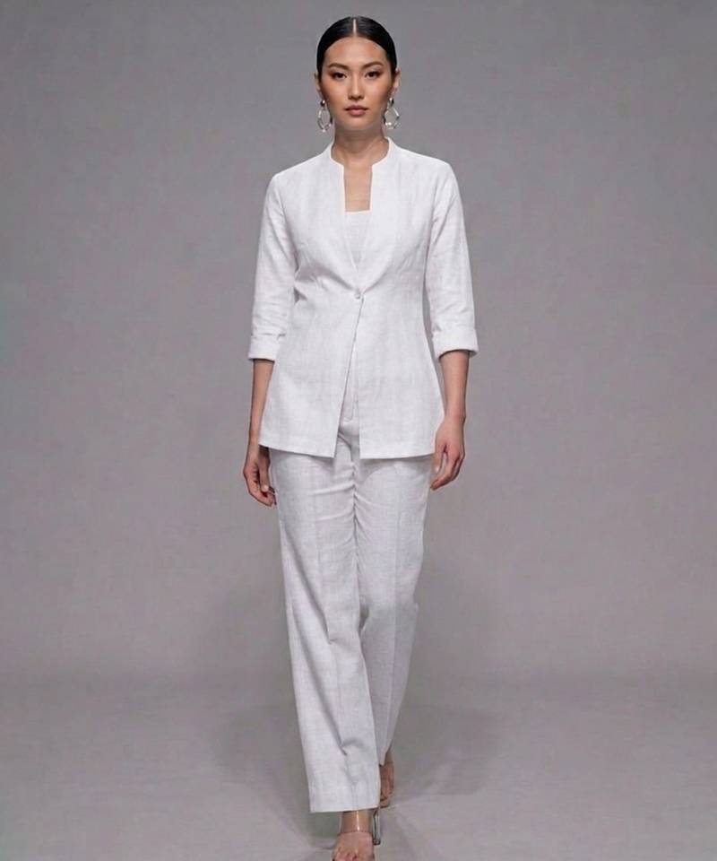 White dupion silk co ord set
