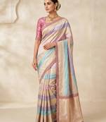 Cream-Baby Pink Color Siquence Embroidery Cut Work Lace Fitting Viscos Mx Jari Viscos Mx Jari Dola Silk Saree