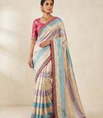 Cream-Pink Color Siquence Embroidery Cut Work Lace Fitting Viscos Mx Jari Viscos Mx Jari Dola Silk Saree