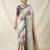 Cream-Purple Color Siquence Embroidery Cut Work Lace Fitting Viscos Mx Jari Viscos Mx Jari Dola Silk Saree