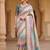 Cream-Sky Blue Color Siquence Embroidery Cut Work Lace Fitting Viscos Mx Jari Viscos Mx Jari Dola Silk Saree