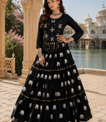 Black Cotton Navratri Lehenga Choli with Hand Work & Real Kodi Work
