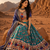 Teal Floral Dola SilkBlend Patola Lehenga Choli with Gamthi Work Dupatta