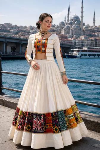 Multicolor Navratri Lehenga with Kutchi Work Fancy Top