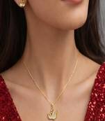 Gold Swan Necklace Earrings Set • Crystal Pave Animal Jewelry
