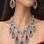 Ruby Red Crystal Bridal Necklace Set | Silver Toned Choker Earrings
