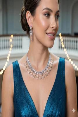 Peach Cat's Eye Bridal Jewelry Set, Zirconia Necklace Earrings 1