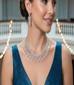 Peach Cat's Eye Bridal Jewelry Set, Zirconia Necklace Earrings