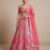 Rani Pink Designer Mirror Work Bridal Lehenga Choli with Embroidered Net Dupatta