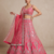Rani Pink Designer Mirror Work Bridal Lehenga Choli with Embroidered Net Dupatta