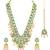 Green kundan & beads studded gold plated long necklace earrings maangtikka ethnic jewellery set for women & girls