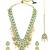 Green kundan & beads studded gold plated long necklace earrings maangtikka ethnic jewellery set for women & girls