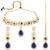 Gold plated kundan & blue crystals studded necklace earrings maangtikka set ethnic jewellery for women