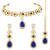 Gold plated kundan & blue crystals studded necklace earrings maangtikka set ethnic jewellery for women