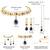 Gold plated kundan & blue crystals studded necklace earrings maangtikka set ethnic jewellery for women