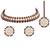Gold plated kundan & maroon beads studded choker necklace earrings & maangtikka set ethnic jewellery for women
