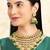 Gold plated kundan & green beads studded necklace jhumki earrings maangtikka ethnic jewellery set gift for women