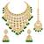 Gold plated kundan & green beads studded necklace jhumki earrings maangtikka ethnic jewellery set gift for women