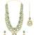 Gold plated mint kundan & beads studded necklace earrings maangtikka set ethnic jewellery for women & girls