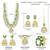 Gold plated mint kundan & beads studded necklace earrings maangtikka set ethnic jewellery for women & girls