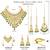 Gold plated green kundan & beads studded necklace earrings & maangtikka set ethnic jewellery for women & girls