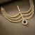 Gold plated 3 layer traditional blue crystal white kundan studded matha patti maang tikka ethnic jewellery for women