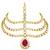 Gold plated 3 layer traditional rani pink crystal white kundan matha patti maang tikka ethnic jewellery for women