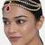 Gold plated 3 layer traditional rani pink crystal white kundan matha patti maang tikka ethnic jewellery for women